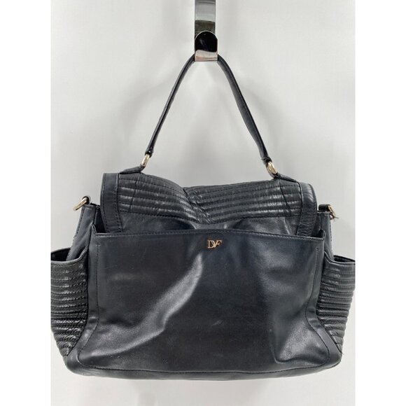 DIANE VON FURSTENBERG Courier Rail Black Quilted Leather Large Tote Purse Bag - Picture 3 of 16